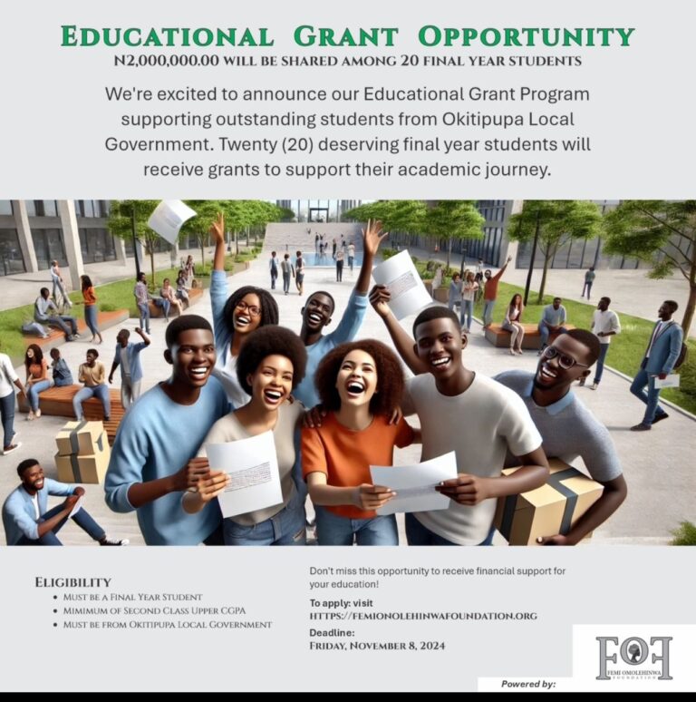 FEMI OMOLEHINWA FOUNDATION EDUCATIONAL GRANT APPLICATION 2025