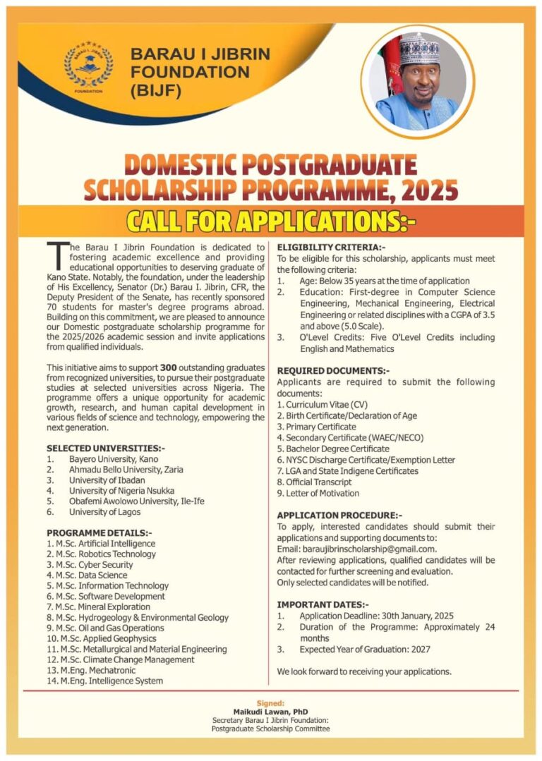 BARAU JIBRIN FOUNDATION SCHOLARSHIP 2025