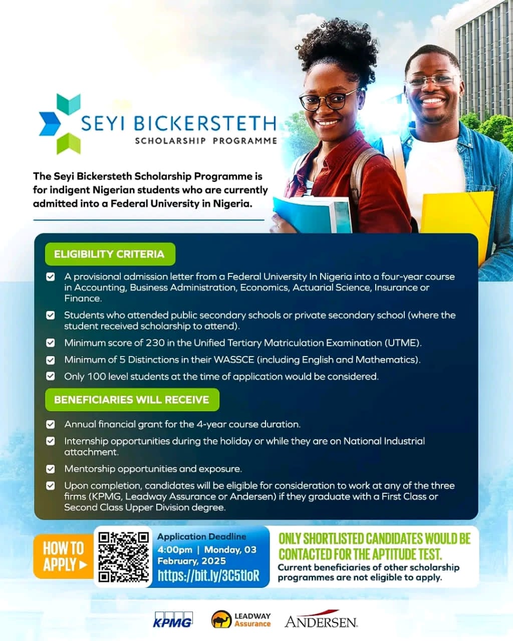 THE SEYI BICKERSTETH SCHOLARSHIP PROGRAM 2025