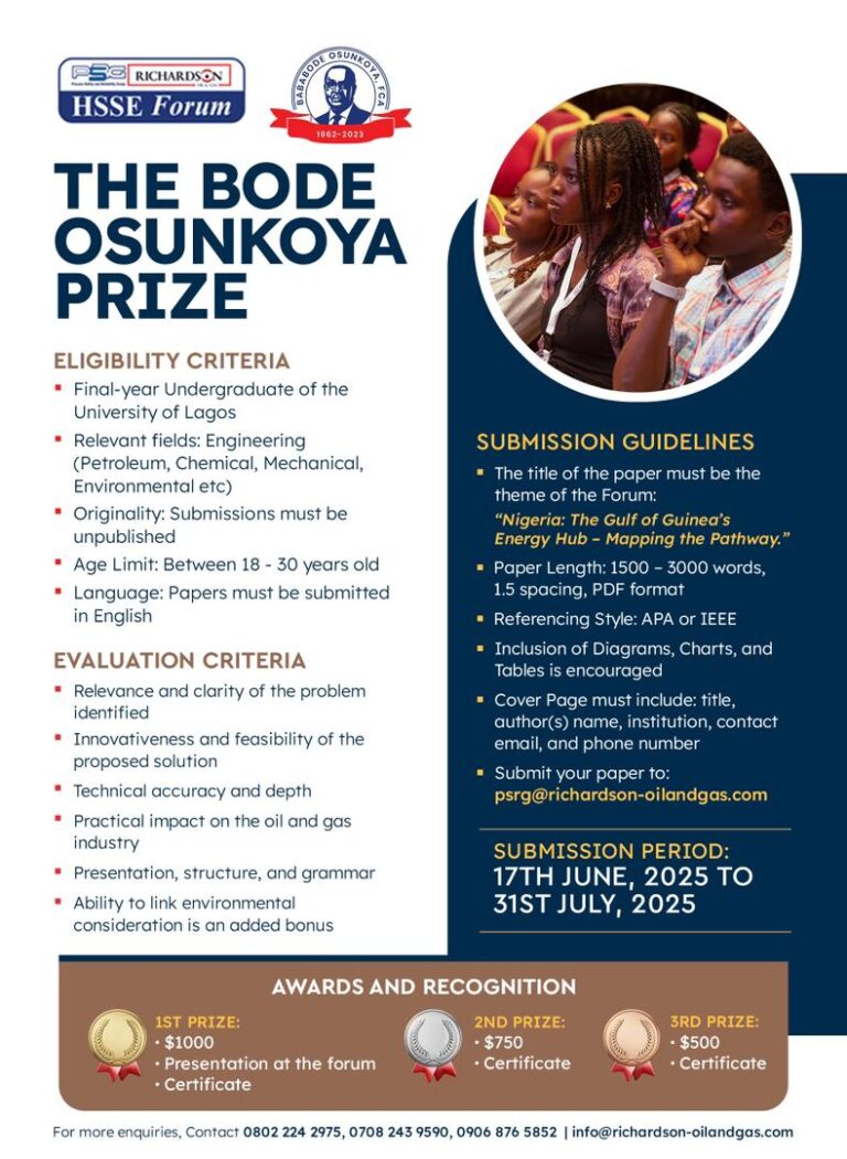 The Bode Osunkoya Prize 2025: Opportunity to win $1000