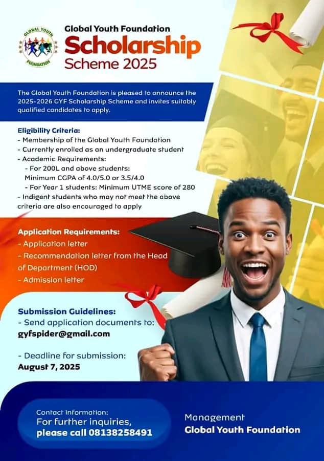 Global Youth Foundation Undergraduate Scholarship Scheme 2025/2026