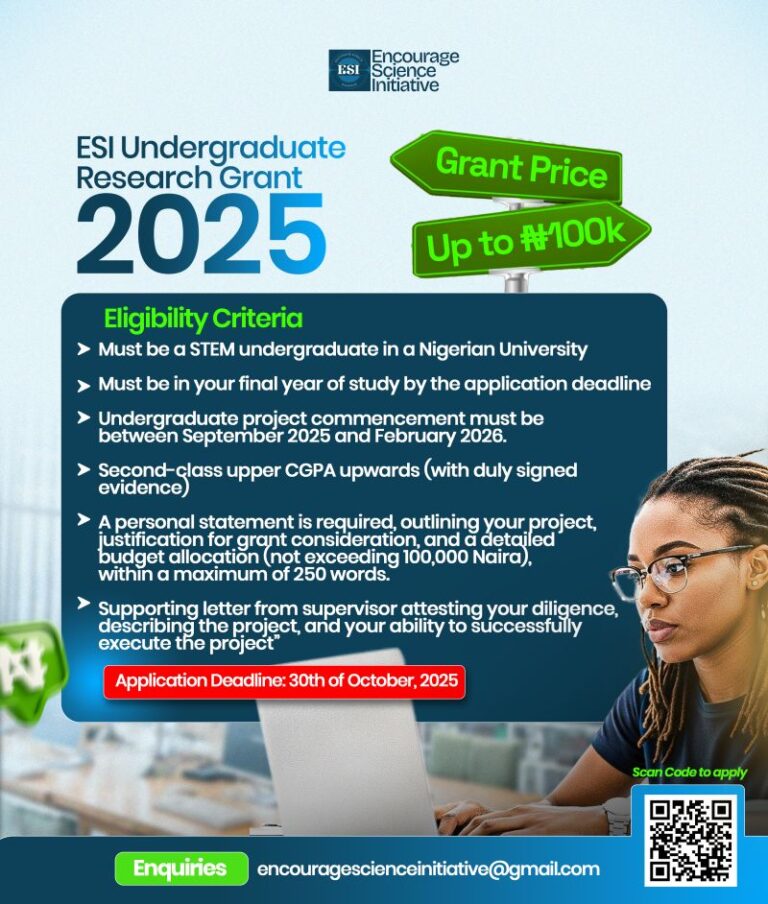 2025 ESI Undergraduate Research Grant  (How to Apply)