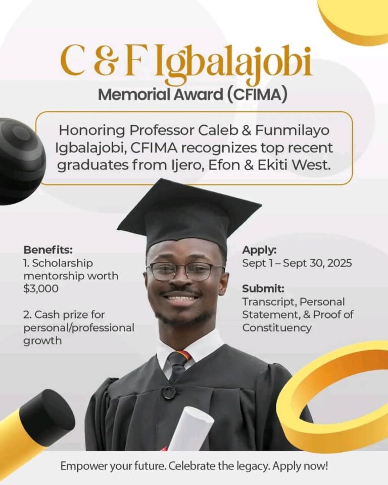 Applications for C&F Igbalajobi Memorial Award (CFIMA) 2025