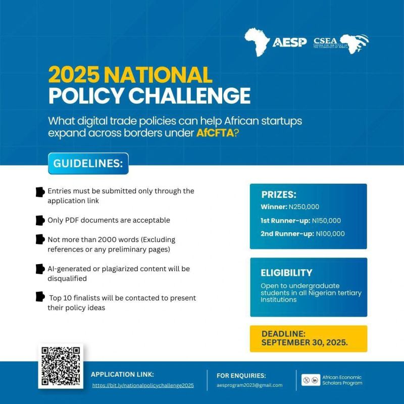 2025 national policy challenge African Economic Scholars (How to apply)Â