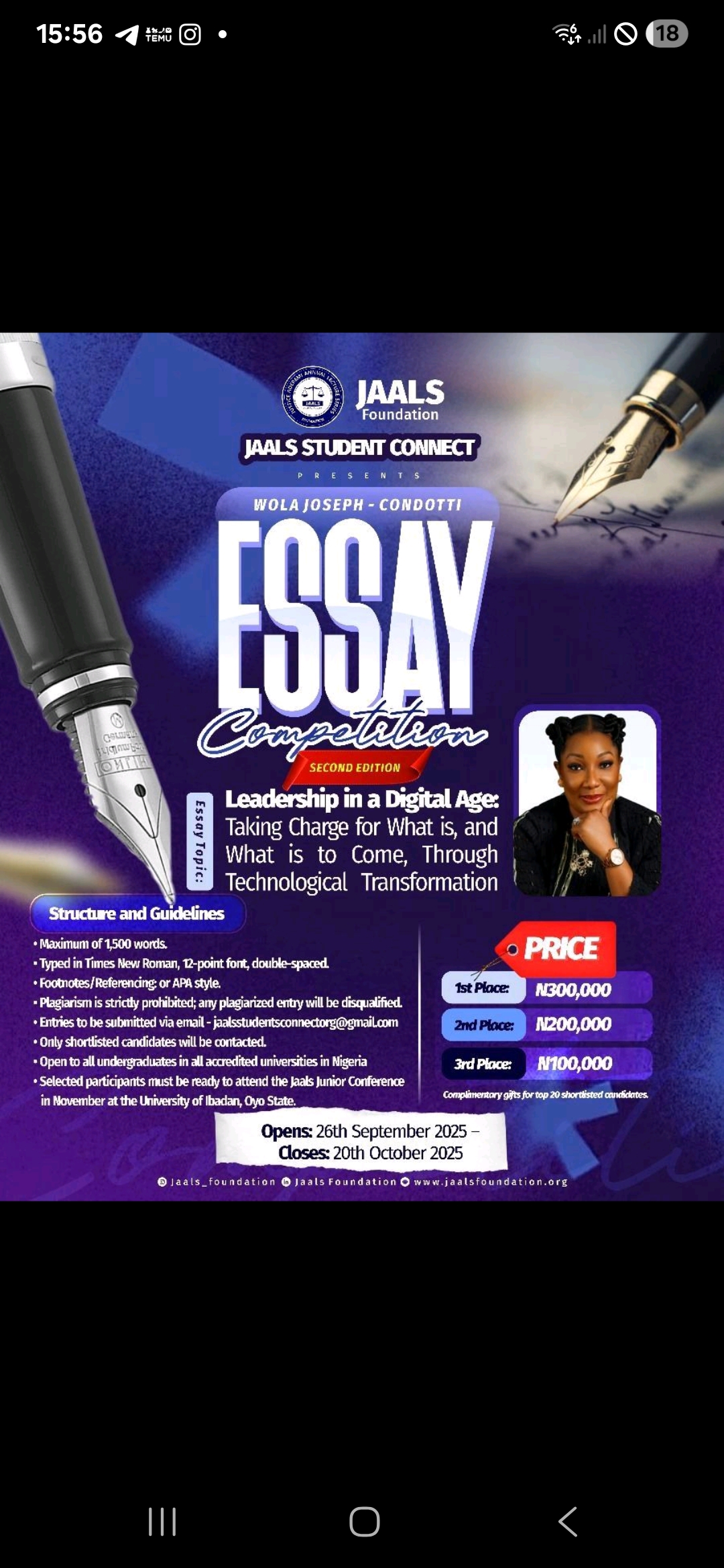 Win up to #300,000 with JAALS undergraduate essay competition