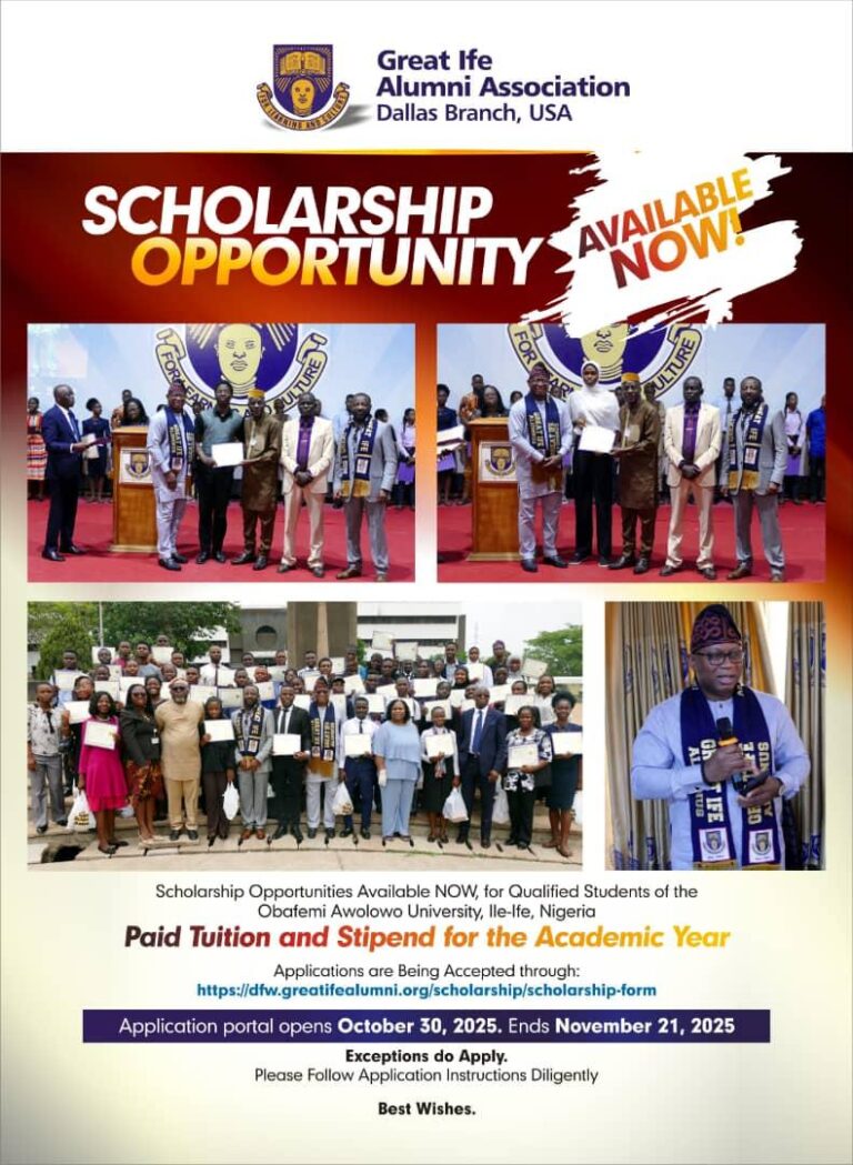 Great Ife Alumni Association Scholarship 2025 for OAU Students
