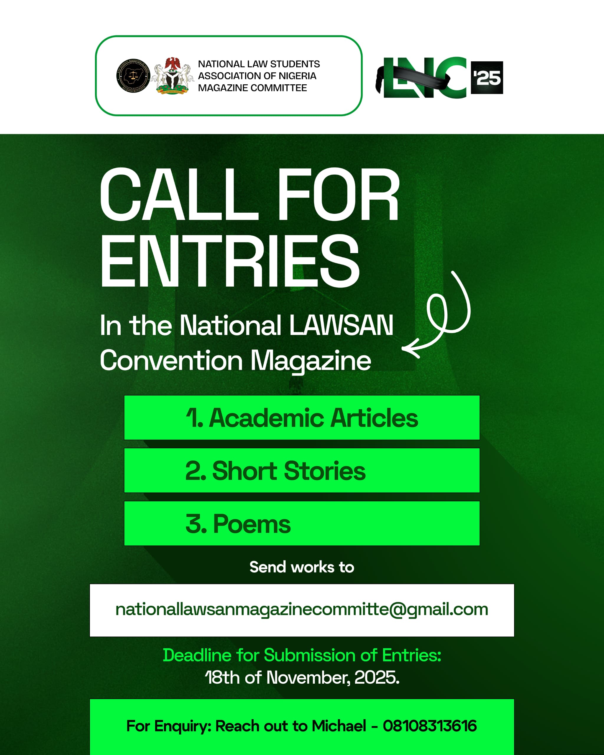 Writers & Law Students: Here’s Your Chance to Get Published Nationally (LNC ’25)