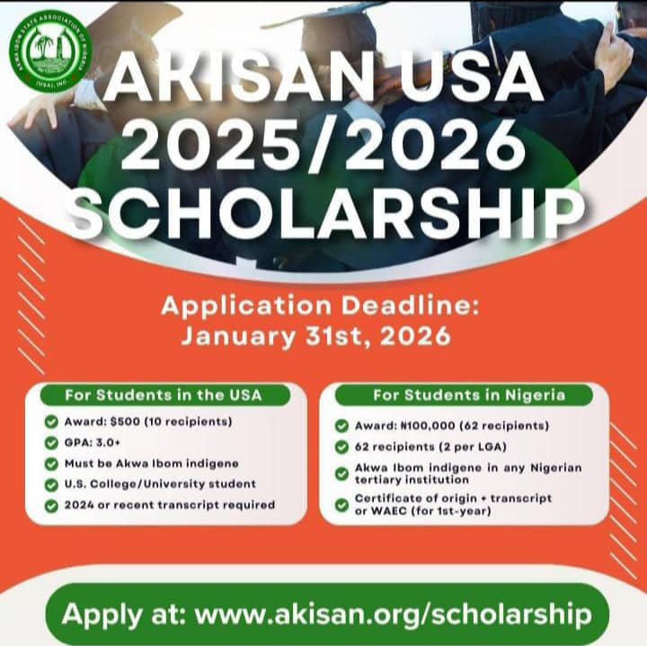 Apply for AKISAN 2025 Scholarship for Nigeria Undergraduates