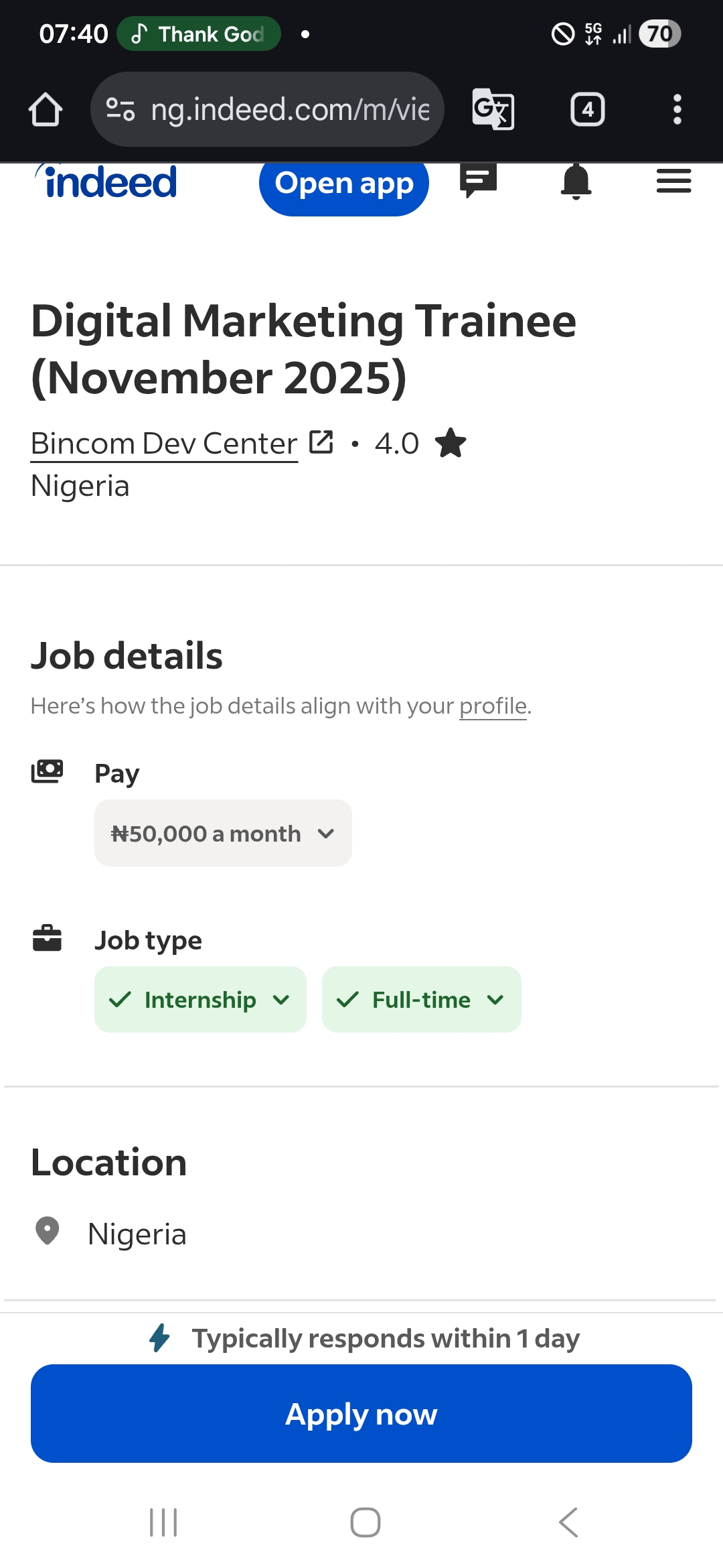 Remote Job – Digital marketing role at Bincom Dev.