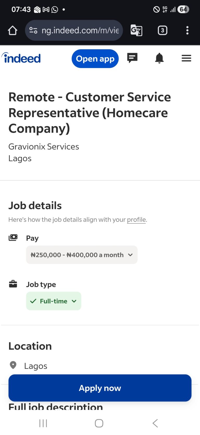 Remote – Customer Service Representative (Homecare Company)
