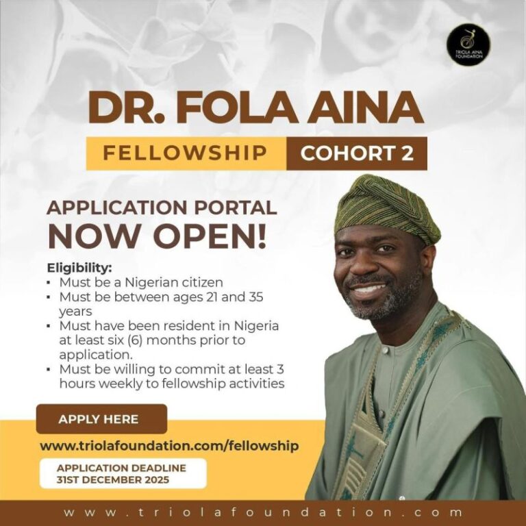 Dr. Fola Aina Fellowship 2025: Fully Funded Leadership Program for Nigerian Students and Youth Leaders