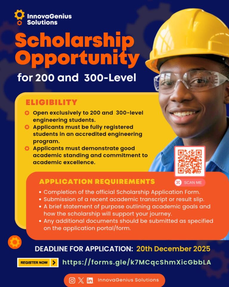 InnovaGenius Solutions Engineering Scholarship 2025 — Apply Now