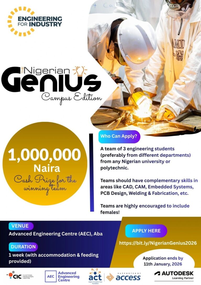 Nigerian Genius Campus Edition 2026: ₦1million Engineering Prize
