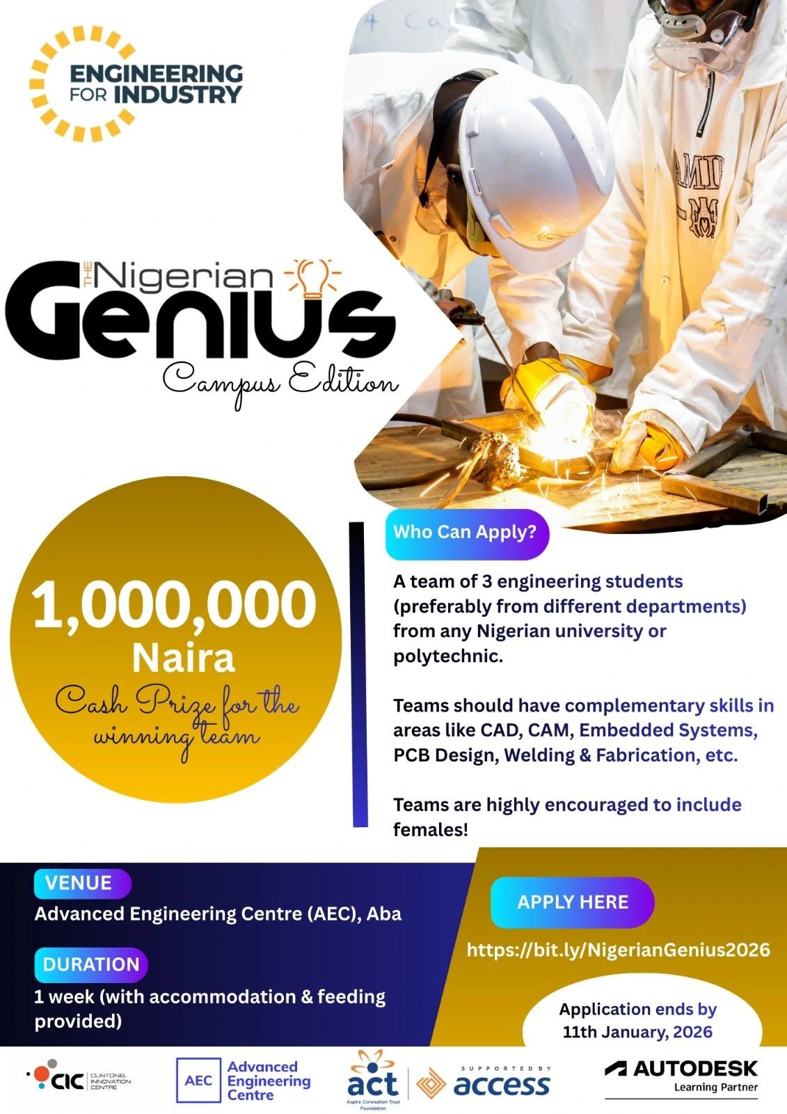 Nigerian Genius Campus Edition 2026: ₦1million Engineering Prize