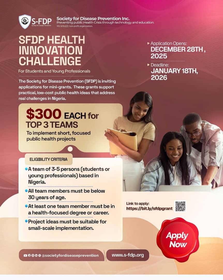 SFDP Health Innovation Challenge 2026: $300 Mini-Grants for Nigerian Students & Young Professionals