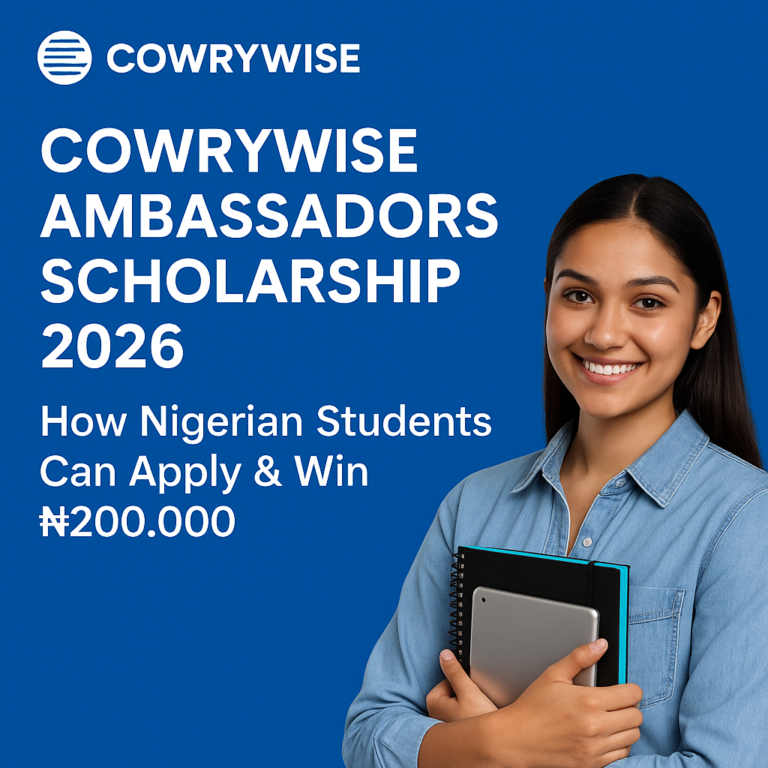 Cowrywise Ambassadors Scholarship 2026 – How Nigerian Students Can Apply & Win ₦200,000