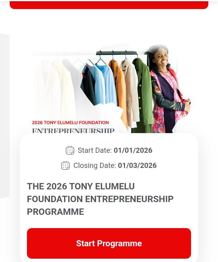 Tony Elumelu 2026 Foundation Entrepreneurship Programme ( How to apply)