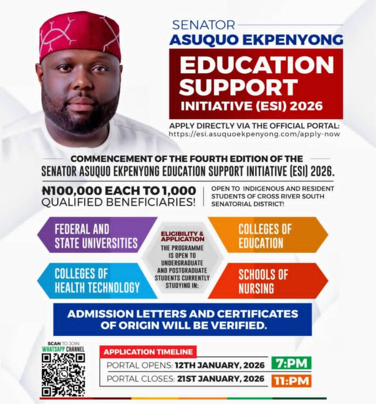 Senator Asuquo Ekpenyong Education Support Initiative (ESI) 2026 – ₦100,000 Scholarship