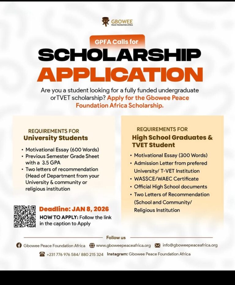 Gbowee Peace Foundation Africa (GPFA) Scholarship 2025/2026 – Fully Funded Opportunity