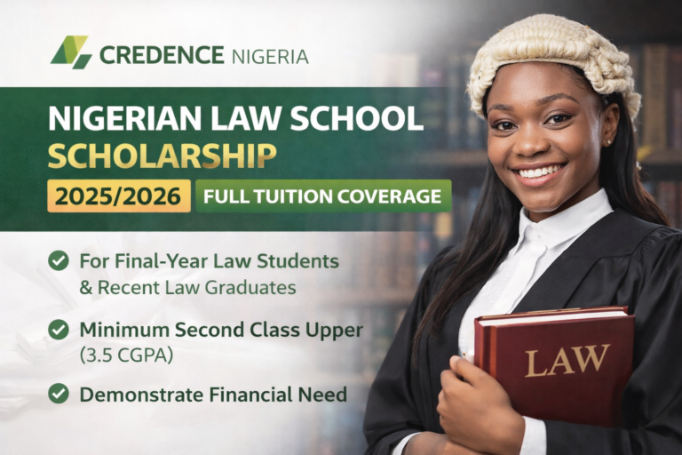 Credence Nigerian Law School Scholarship 2025/2026 — Full Tuition Support for Law Students