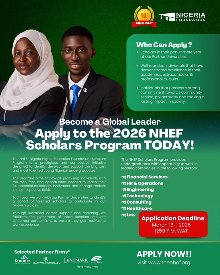 NHEF Scholars Program 2026 for Nigerian Undergraduates