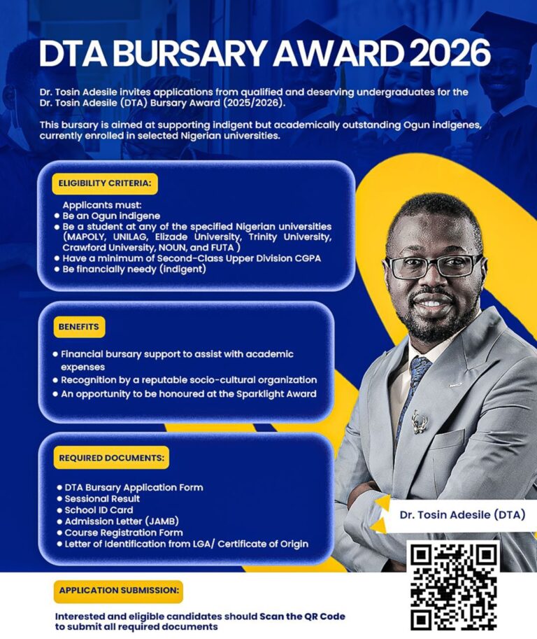DTA Bursary Award 2026 for Ogun Indigenes (Eligibility & Application Guide)