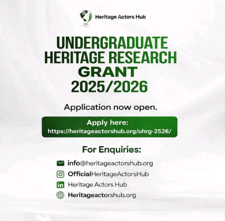 Undergraduate Heritage Research Grant 2025/2026 – Heritage Actors Hub