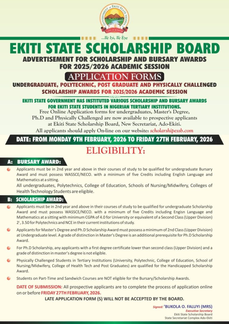 Ekiti State Government Scholarship 2026 (Nigeria) – Complete Guide
