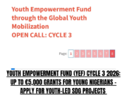 Youth Empowerment Fund (YEF) Cycle 3 2026: Up to €5,000 Grants for Young Africans– Apply for Youth-Led SDG Projects