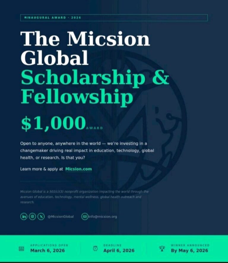 $1,000 Micsion Global Scholarship & Fellowship 2026 ||Open to Students Worldwide