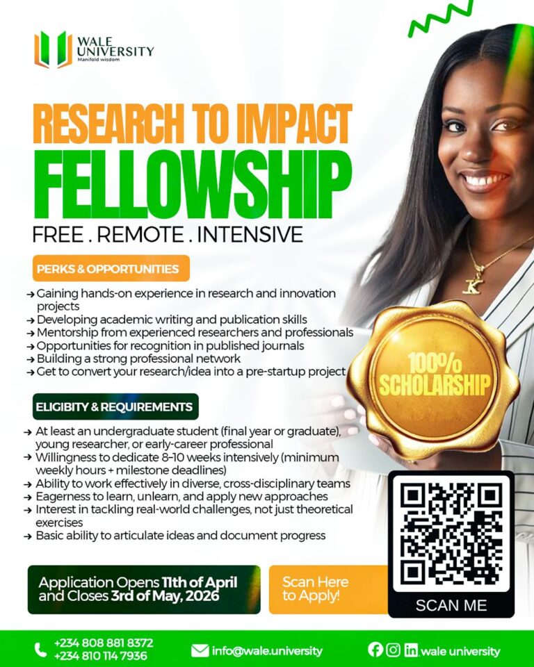 Research to Impact Fellowship 2026 for Young Researchers and Early Careers (Fully Funded)