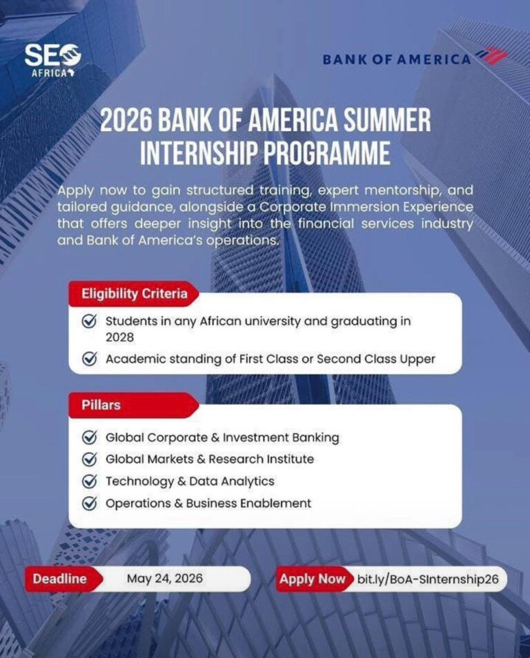 Bank of America Summer Internship Programme 2026: Apply Now (For African Students)