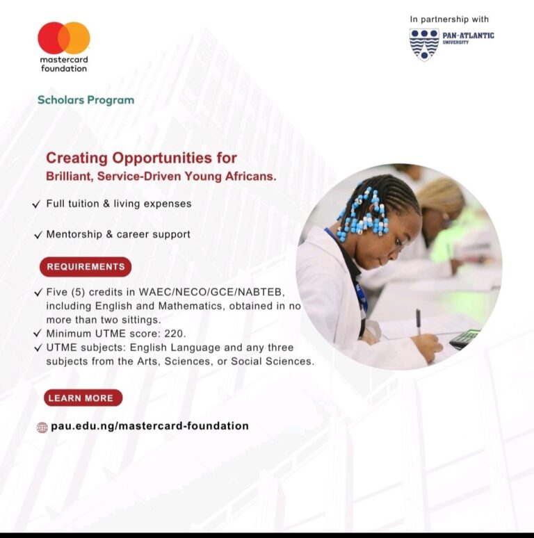Mastercard Foundation Scholars Program 2026 at Pan-Atlantic University: Fully Funded Scholarship for Young Africans