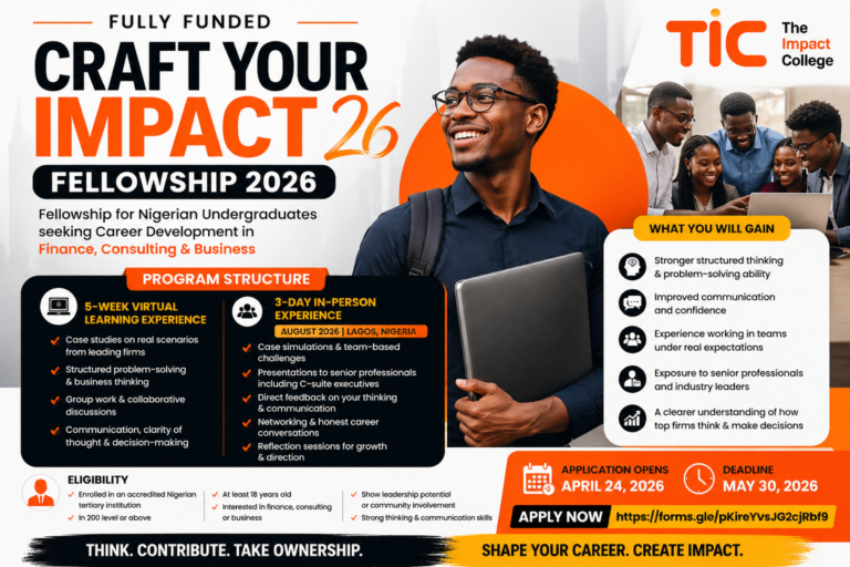 Craft Your Impact Fellowship 2026: Fully Funded Career Development Programme for Nigerian Students