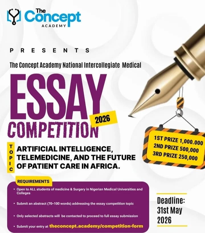 The Concept Academy National Intercollegiate Medical Essay Competition 2026 – Win ₦1Million