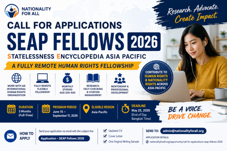 Call for Applications: SEAP Fellows 2026 | Fully Remote Human Rights Fellowship