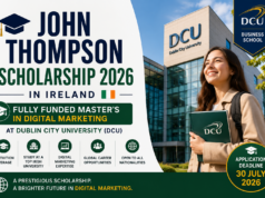 John Thompson Scholarship 2026 in Ireland | Fully Funded MSc Digital Marketing Scholarship