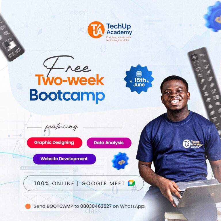 TechUp Academy Free Two-Week Bootcamp 2026 (Graphic Design, Data Analysis & Website Development)