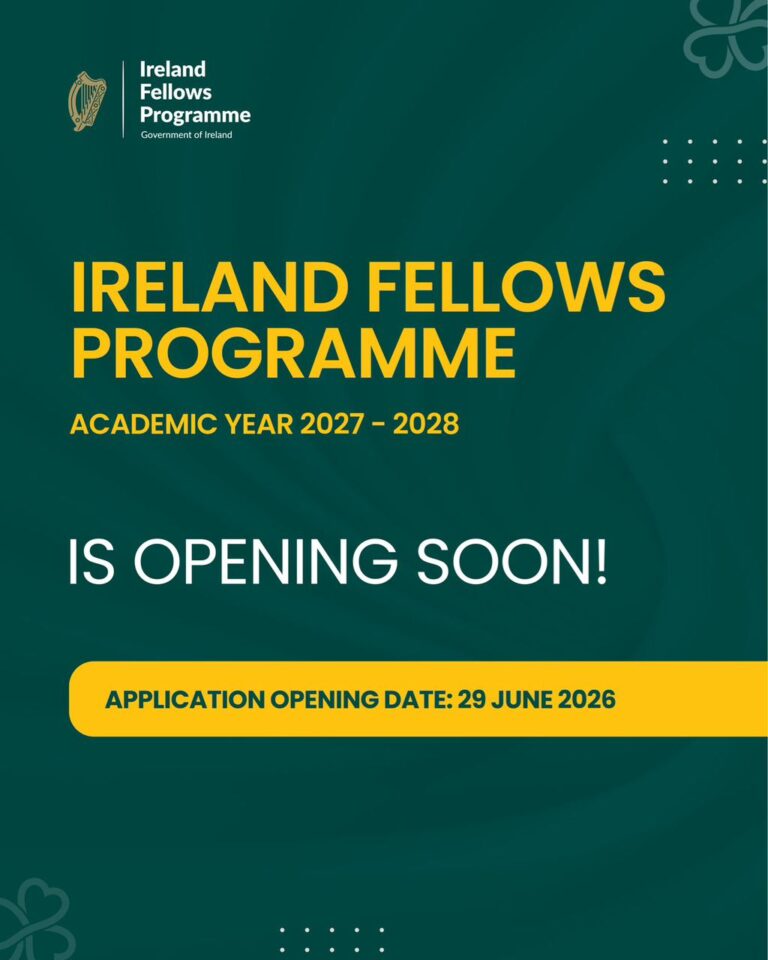 Ireland Fellows Programme Fully Funded Master’s Scholarship 2027 in Ireland