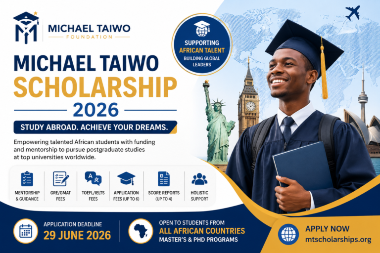Michael Taiwo Scholarship 2026 for Africans (Study Abroad Funding & Mentorship)