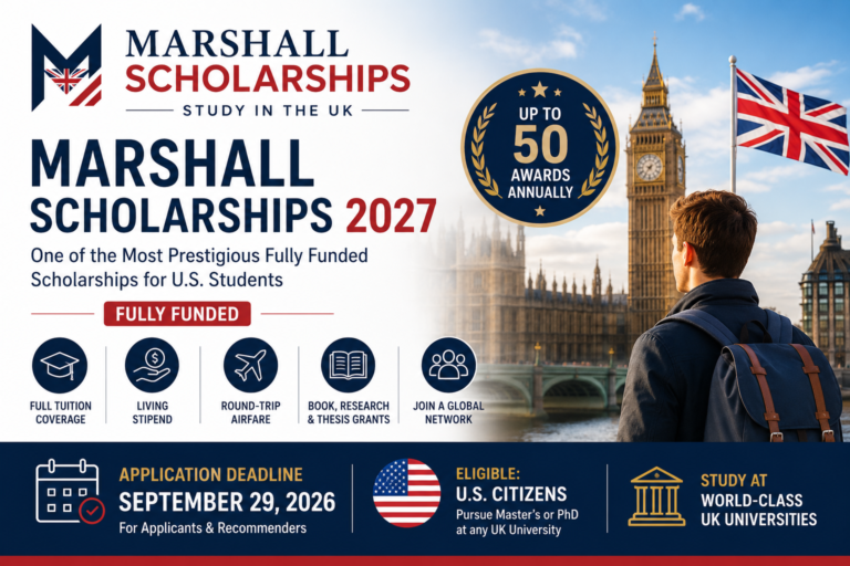 Marshall Scholarships 2027 in the UK (Fully Funded for U.S. Students)