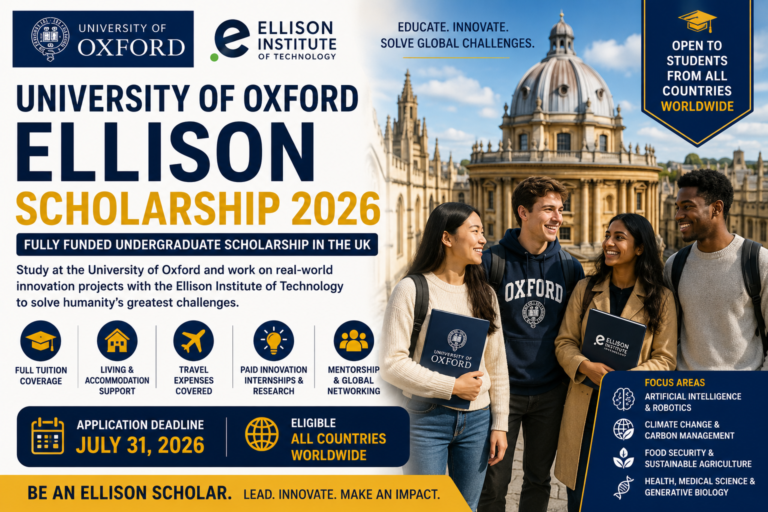 University of Oxford Ellison Scholarship 2026 in UK | Fully Funded Scholarship for International Students