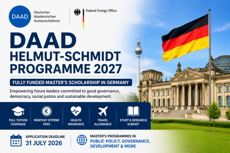 DAAD Helmut-Schmidt Programme 2027 in Germany (Fully Funded Master’s Scholarship)