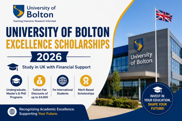 University of Bolton Excellence Scholarships 2026 in UK || Funded Opportunities for International Students