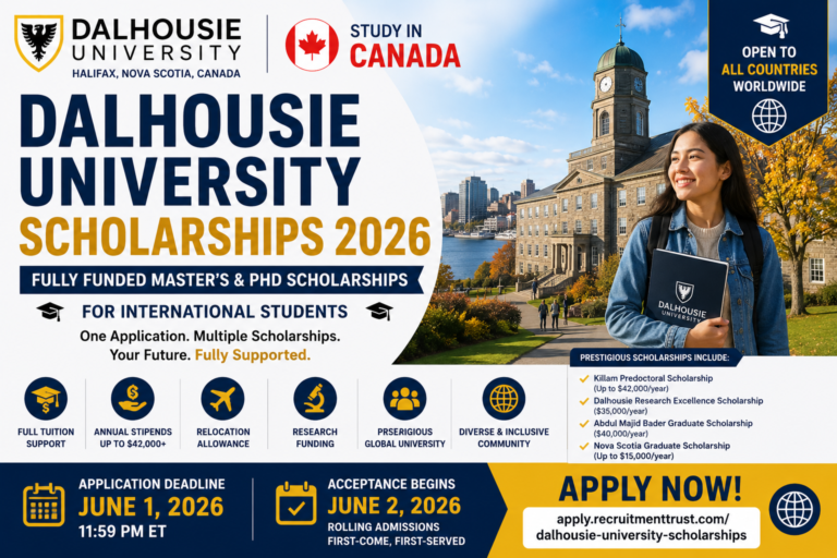 Dalhousie University Scholarships in Canada 2026 | Fully Funded Master’s for International Students