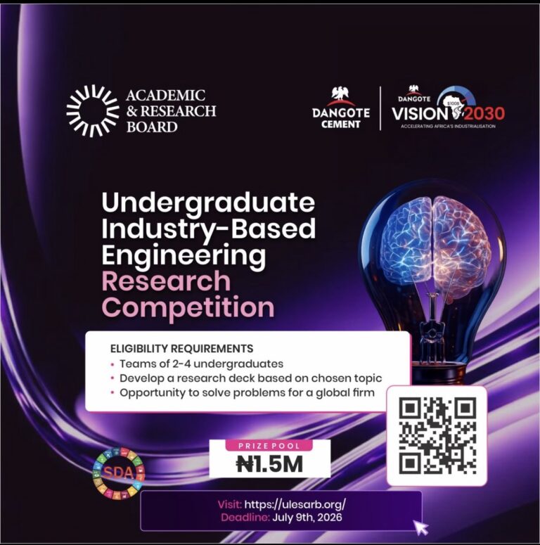 Win ₦1.5 Million: Undergraduate Engineering Research Competition 2026 in Nigeria