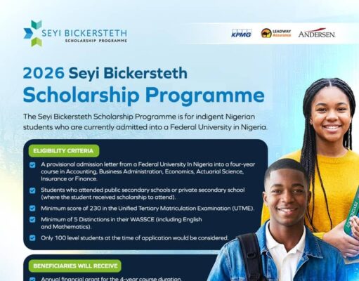 2026 Seyi Bickersteth Scholarship Programme | Fully Funded Support for Nigerian Federal University Students