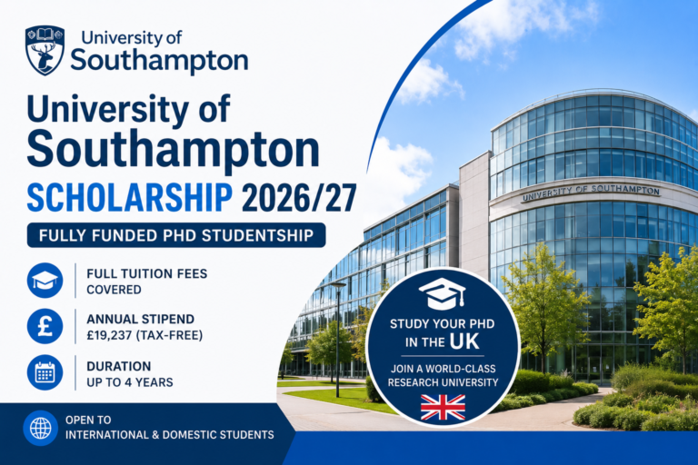 University of Southampton Scholarship 2026/27 in the UK.