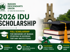 2026 IDU Scholarship | Ibadan Descendants Union of Greater Washington Full Scholarship for Nigerian Students
