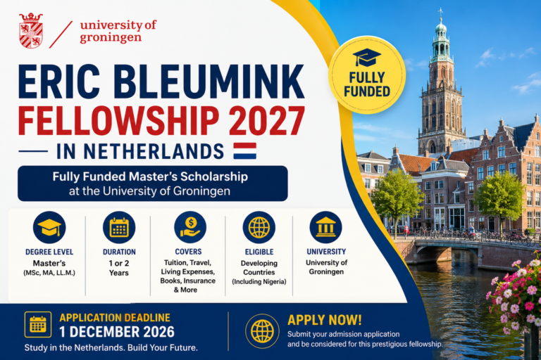 Eric Bleumink Fellowship 2027 in Netherlands | Fully Funded Master’s Scholarship